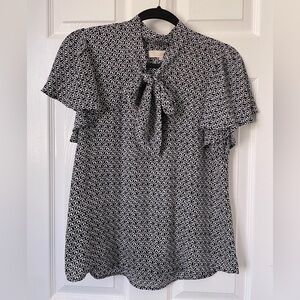 Loft Floral Short-sleeve Top with Tie Detail